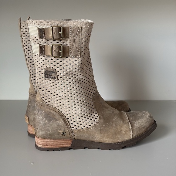 Sorel Major Pull On Perforated Leather & Suede Boots Size 11 - Picture 2 of 11